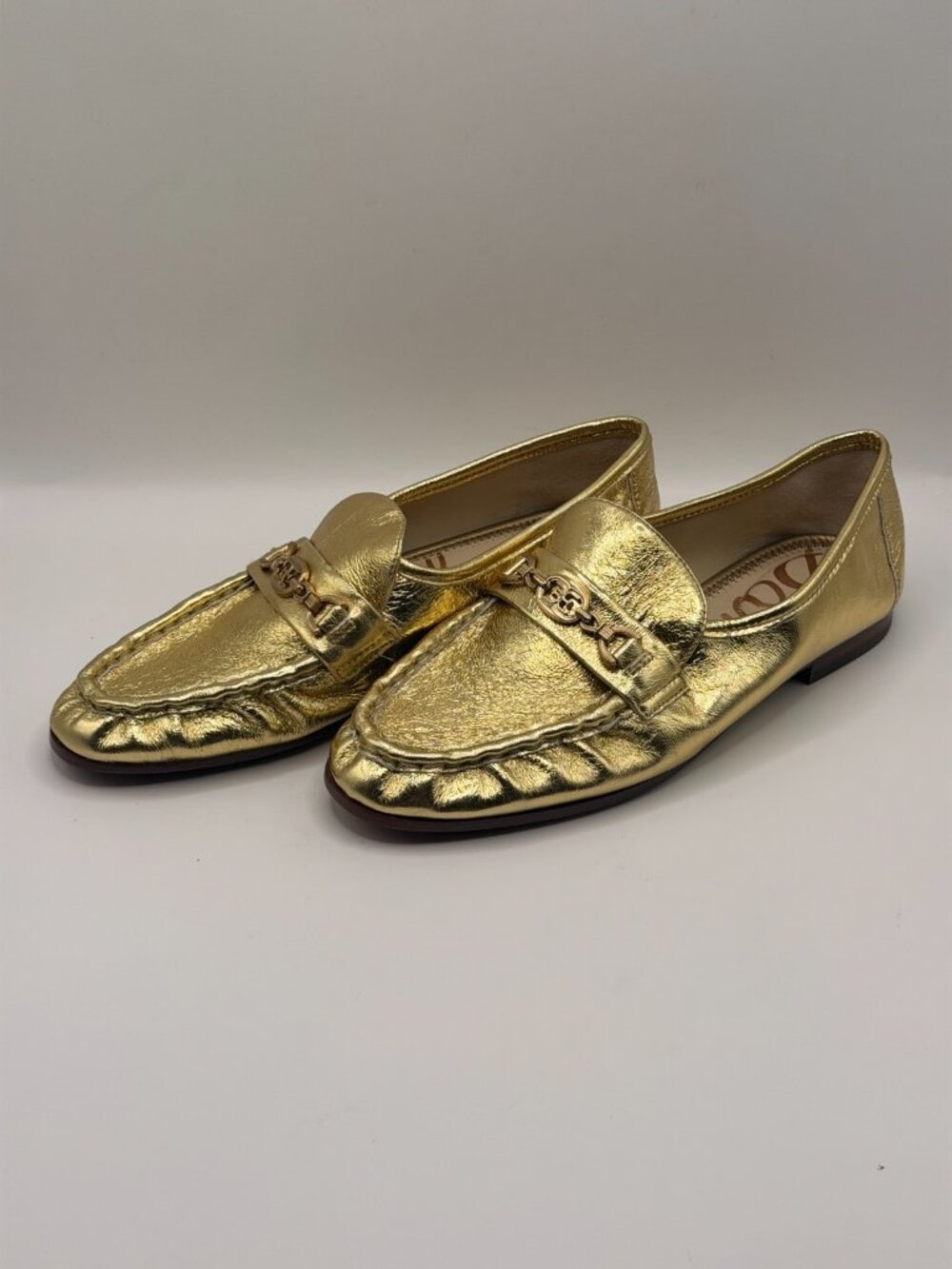 Sam Edelman Womens Lucca Bit  Amber Gold Leather Loafer Sz 6.5
